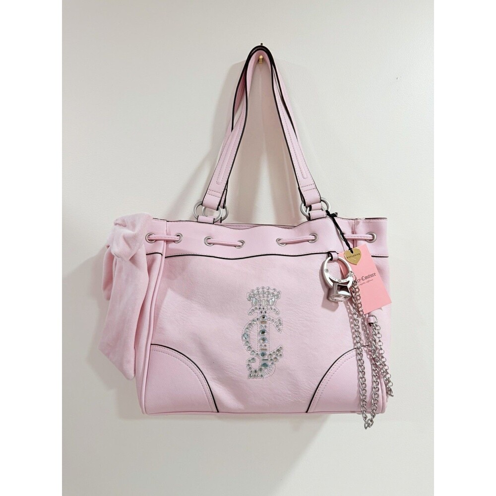 NWT Juicy Couture Crown Daydreamer  Tote Chiffon Pink  Bow Charm Bag